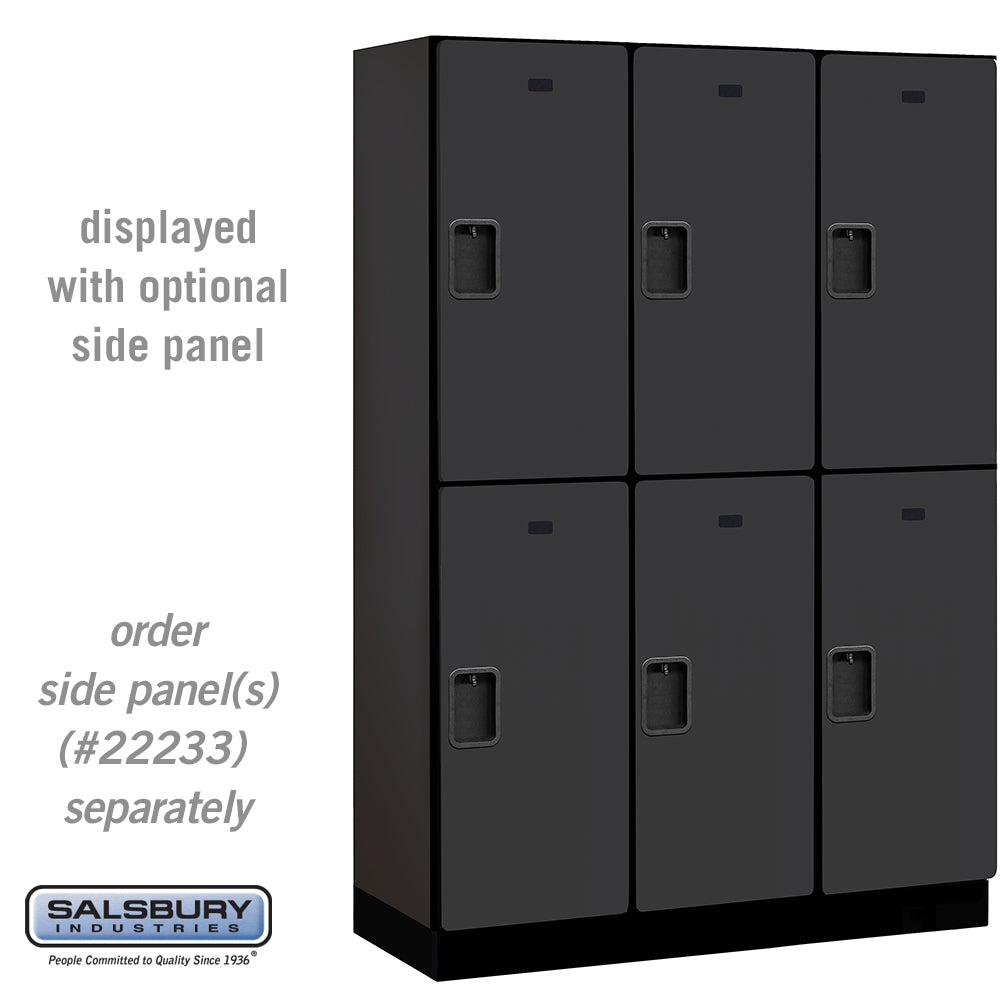 18" Wide Double Tier Designer Wood Locker - 3 Wide - 6 Feet High - 18 Inches Deep - Black