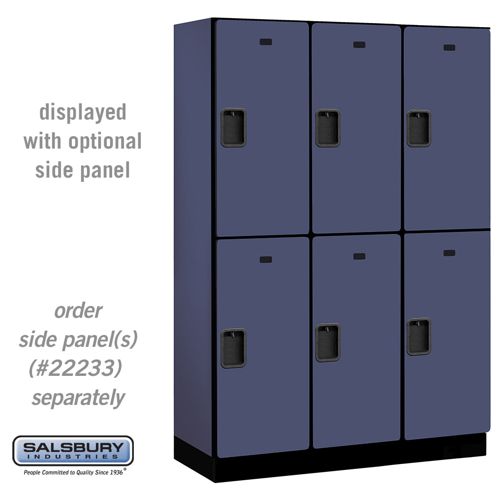 18" Wide Double Tier Designer Wood Locker - 3 Wide - 6 Feet High - 18 Inches Deep - Blue