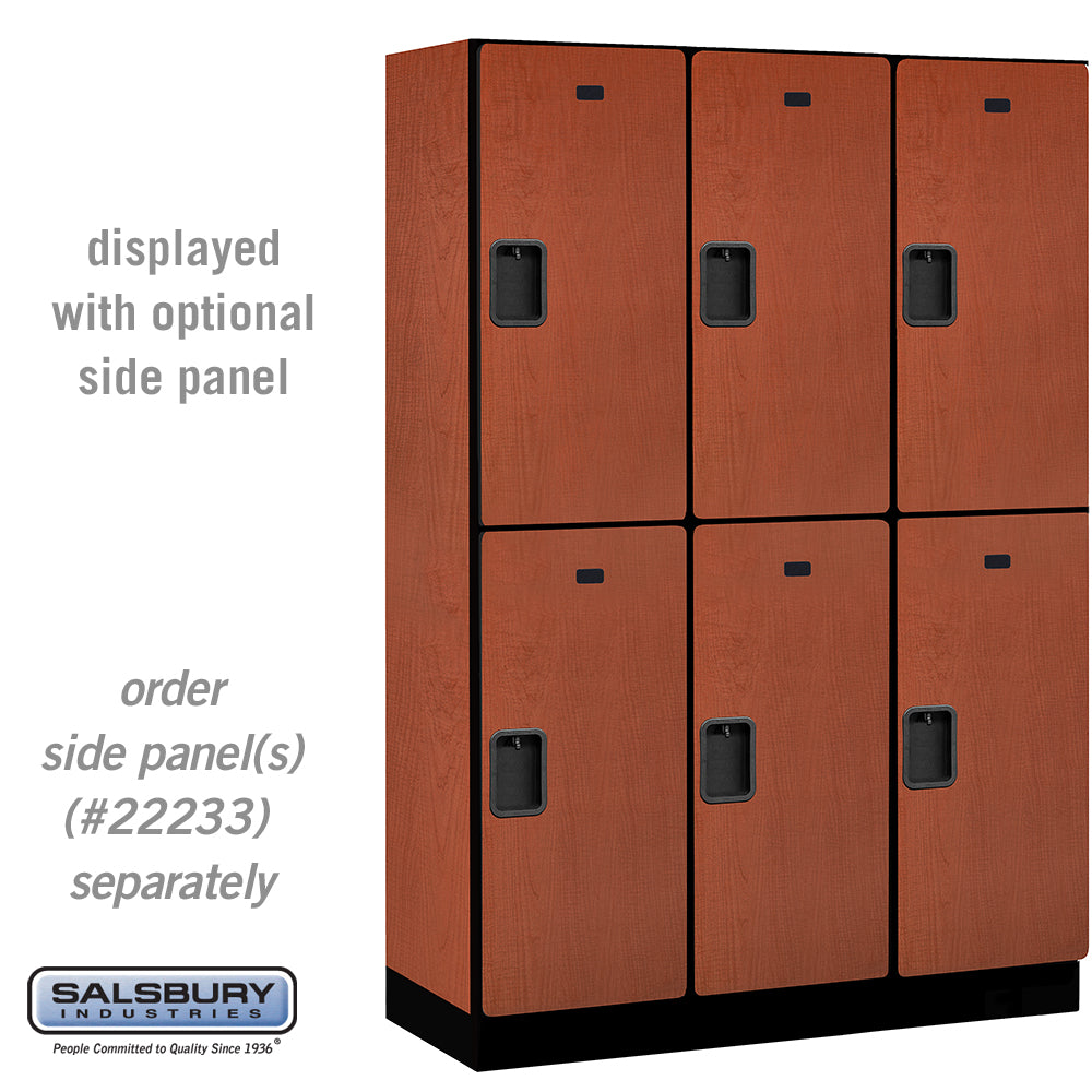 18" Wide Double Tier Designer Wood Locker - 3 Wide - 6 Feet High - 18 Inches Deep - Cherry