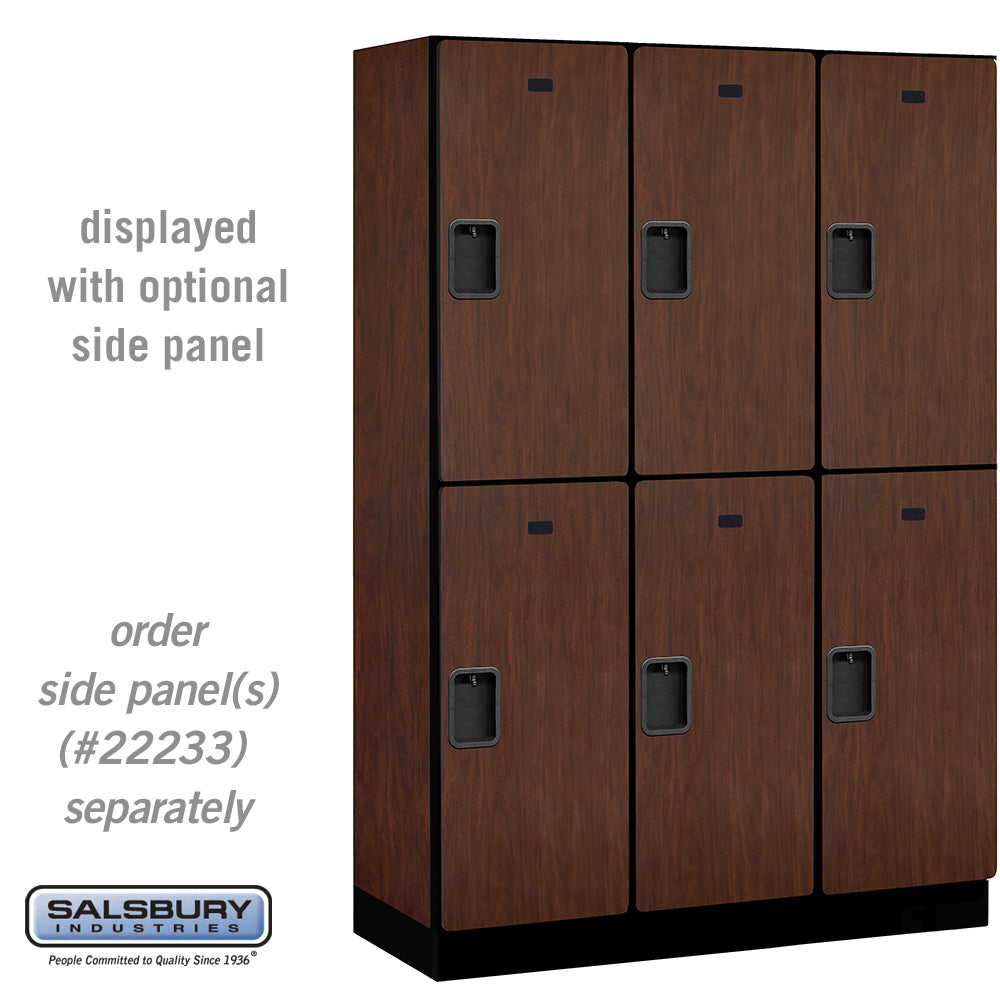 18" Wide Double Tier Designer Wood Locker - 3 Wide - 6 Feet High - 18 Inches Deep - Mahogany