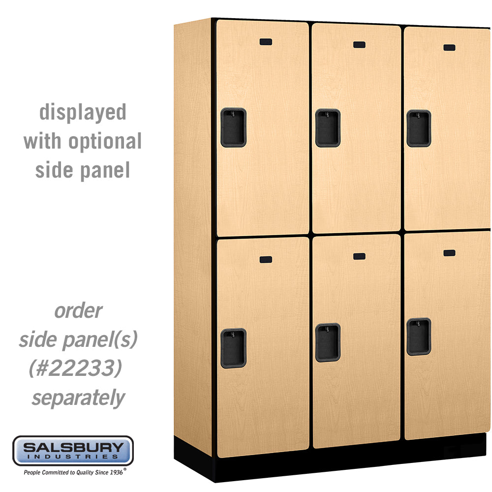 18" Wide Double Tier Designer Wood Locker - 3 Wide - 6 Feet High - 18 Inches Deep - Maple