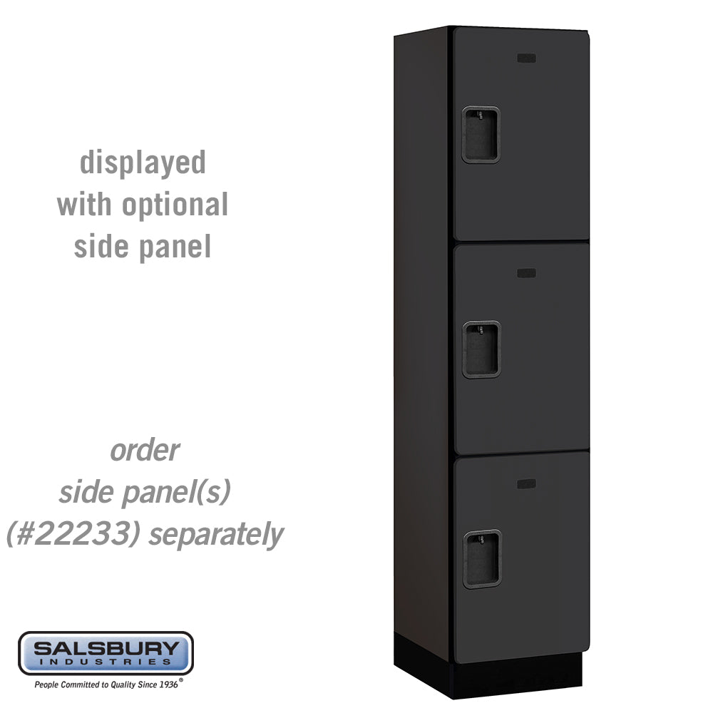 18" Wide Triple Tier Designer Wood Locker - 1 Wide - 6 Feet High - 18 Inches Deep - Black