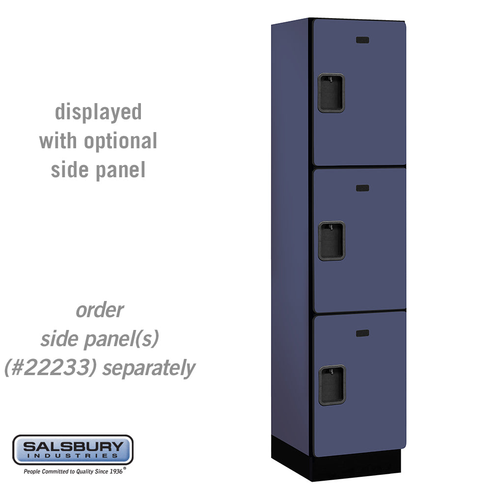 18" Wide Triple Tier Designer Wood Locker - 1 Wide - 6 Feet High - 18 Inches Deep - Blue