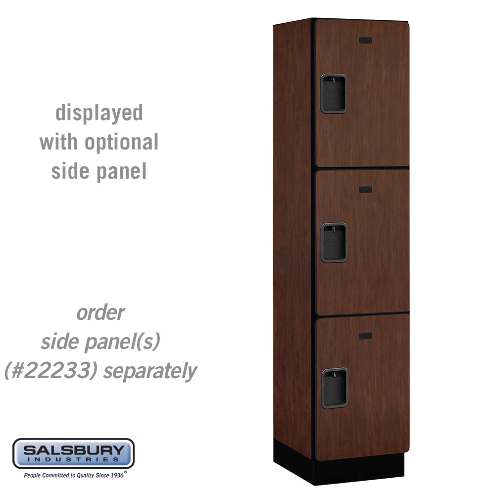 18" Wide Triple Tier Designer Wood Locker - 1 Wide - 6 Feet High - 18 Inches Deep - Mahogany