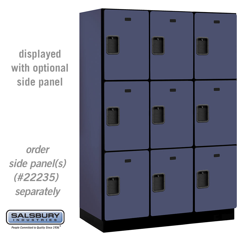 18" Wide Triple Tier Designer Wood Locker - 3 Wide - 6 Feet High - 21 Inches Deep - Blue