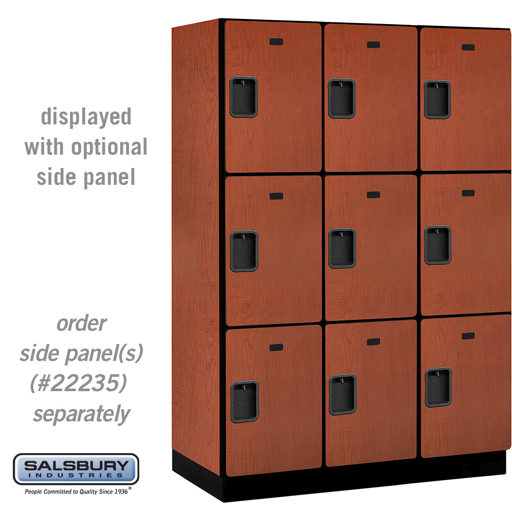 18" Wide Triple Tier Designer Wood Locker - 3 Wide - 6 Feet High - 21 Inches Deep - Cherry