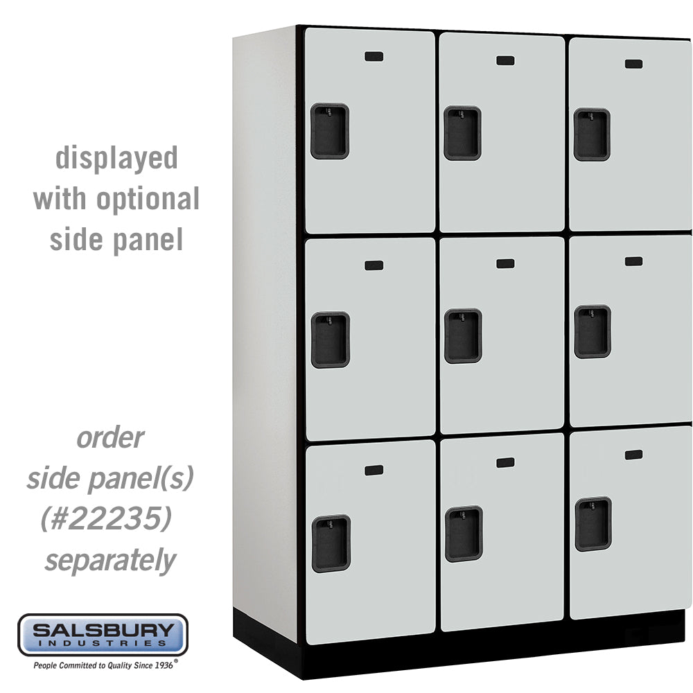 18" Wide Triple Tier Designer Wood Locker - 3 Wide - 6 Feet High - 21 Inches Deep - Gray