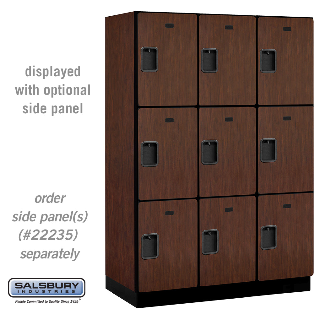 18" Wide Triple Tier Designer Wood Locker - 3 Wide - 6 Feet High - 21 Inches Deep - Mahogany