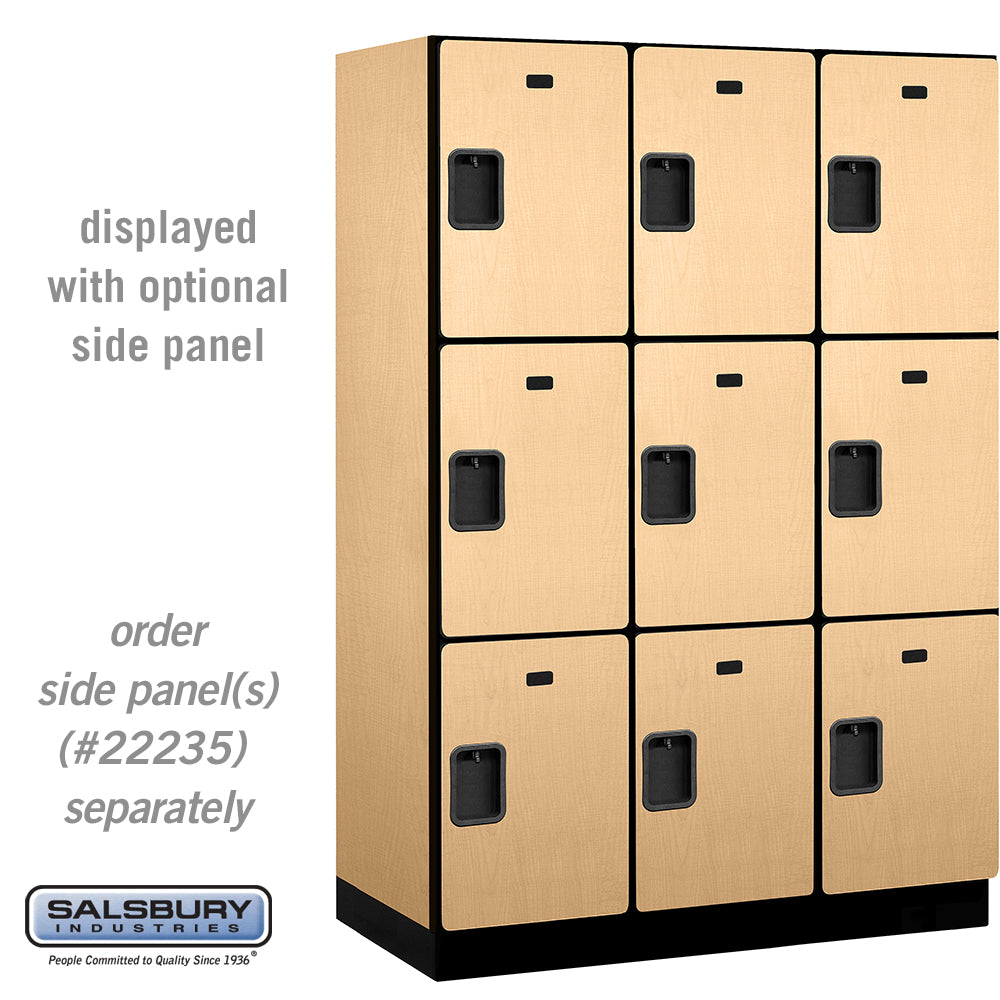 18" Wide Triple Tier Designer Wood Locker - 3 Wide - 6 Feet High - 21 Inches Deep - Maple