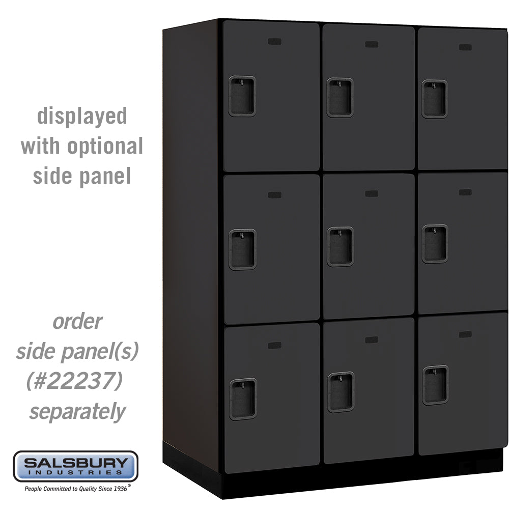 18" Wide Triple Tier Designer Wood Locker - 3 Wide - 6 Feet High - 24 Inches Deep - Black