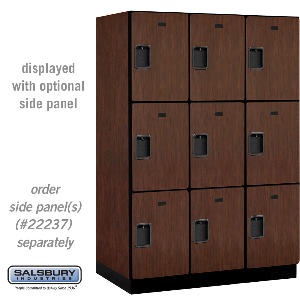 18" Wide Triple Tier Designer Wood Locker - 3 Wide - 6 Feet High - 24 Inches Deep - Mahogany