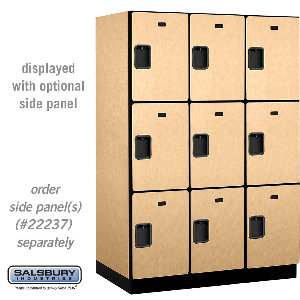 18" Wide Triple Tier Designer Wood Locker - 3 Wide - 6 Feet High - 24 Inches Deep - Maple