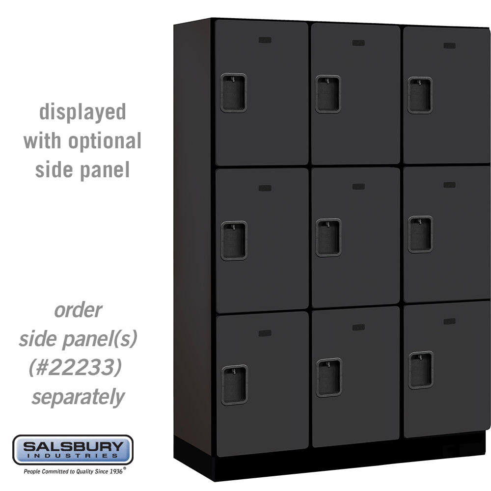 18" Wide Triple Tier Designer Wood Locker - 3 Wide - 6 Feet High - 18 Inches Deep - Black