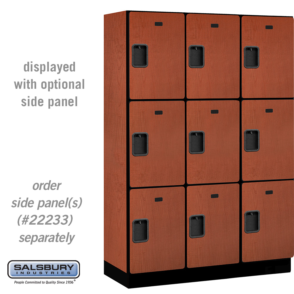 18" Wide Triple Tier Designer Wood Locker - 3 Wide - 6 Feet High - 18 Inches Deep - Cherry