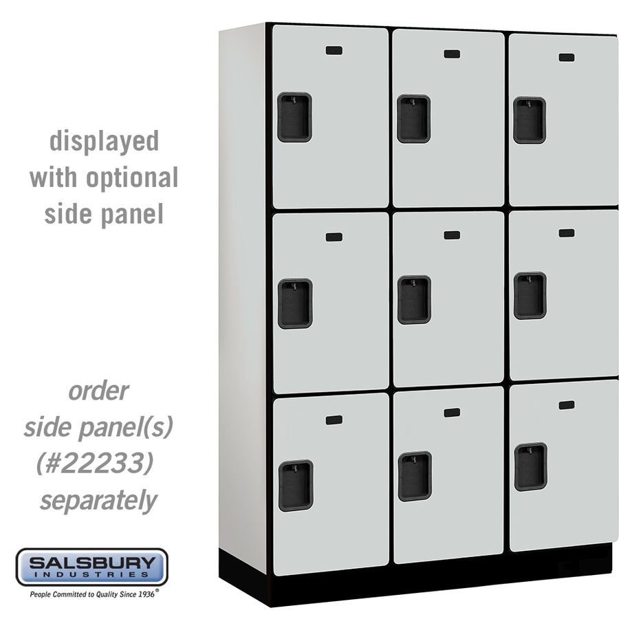 18" Wide Triple Tier Designer Wood Locker - 3 Wide - 6 Feet High - 18 Inches Deep - Gray