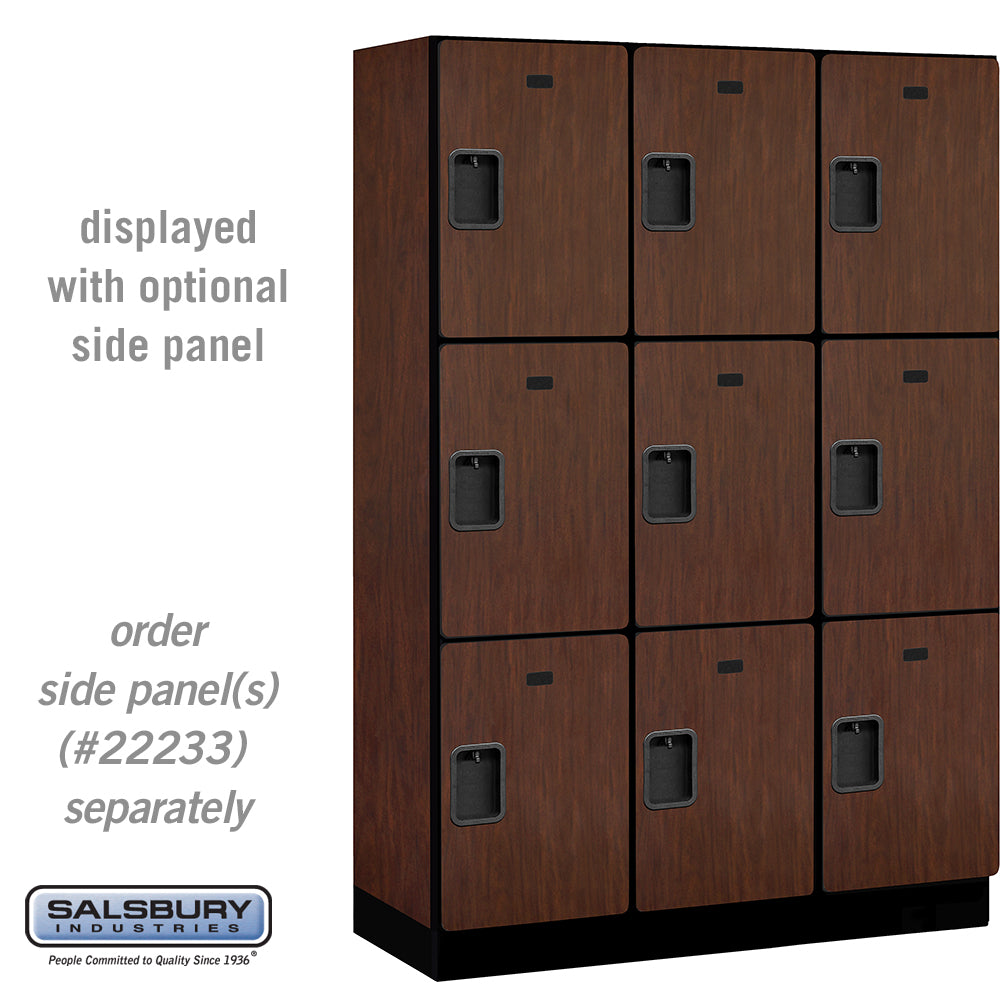 18" Wide Triple Tier Designer Wood Locker - 3 Wide - 6 Feet High - 18 Inches Deep - Mahogany