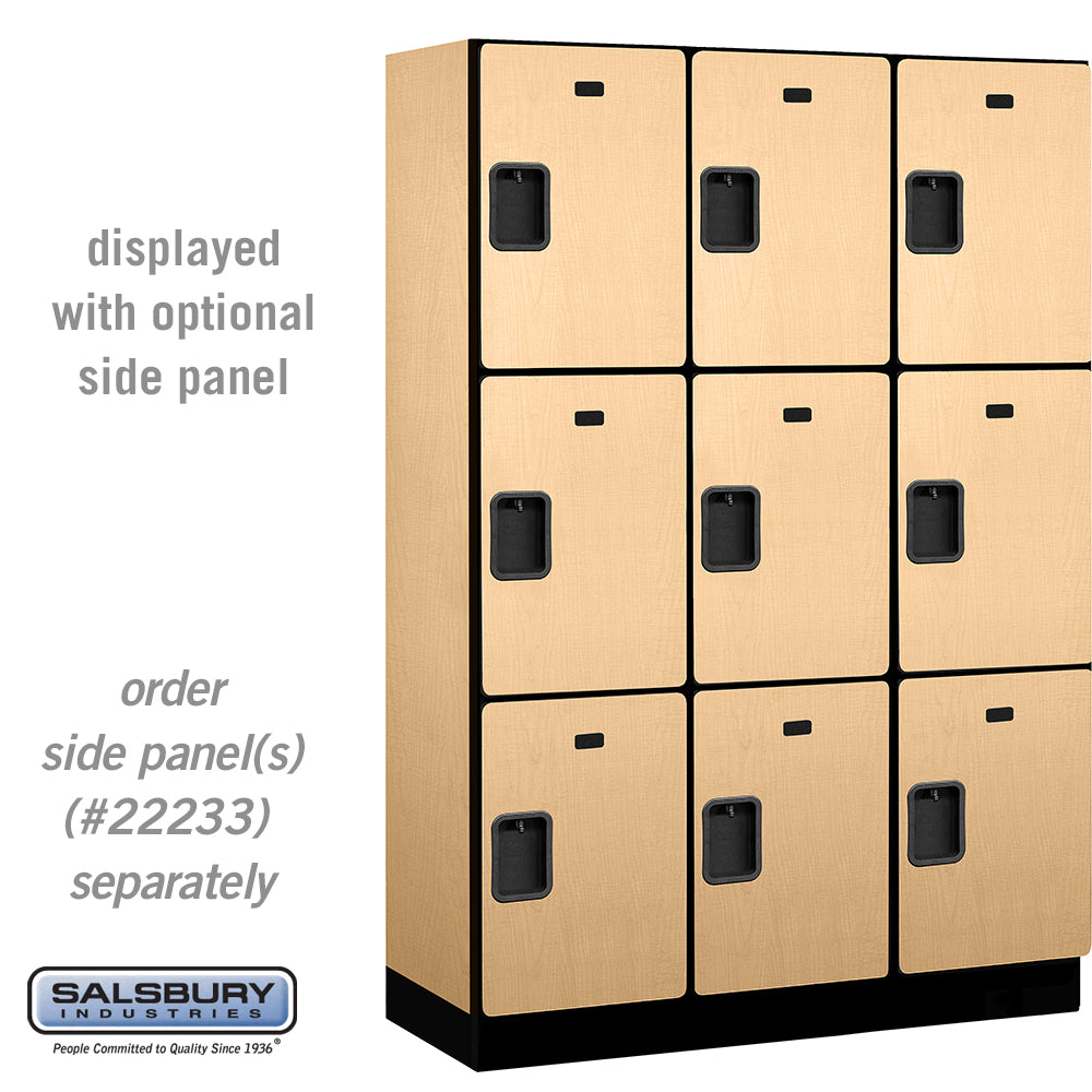 18" Wide Triple Tier Designer Wood Locker - 3 Wide - 6 Feet High - 18 Inches Deep - Maple