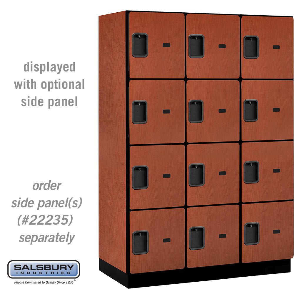 18" Wide Four Tier Designer Wood Locker - 3 Wide - 6 Feet High - 21 Inches Deep - Cherry