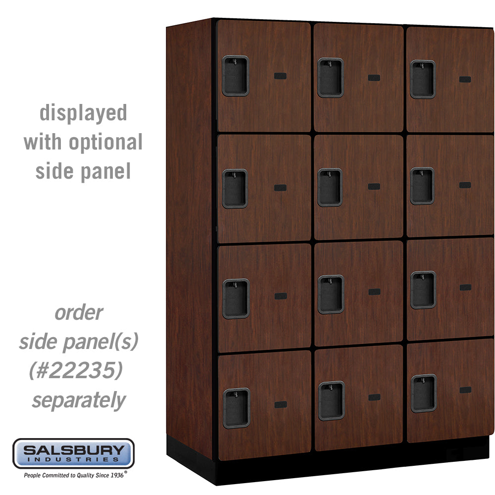 18" Wide Four Tier Designer Wood Locker - 3 Wide - 6 Feet High - 21 Inches Deep - Mahogany