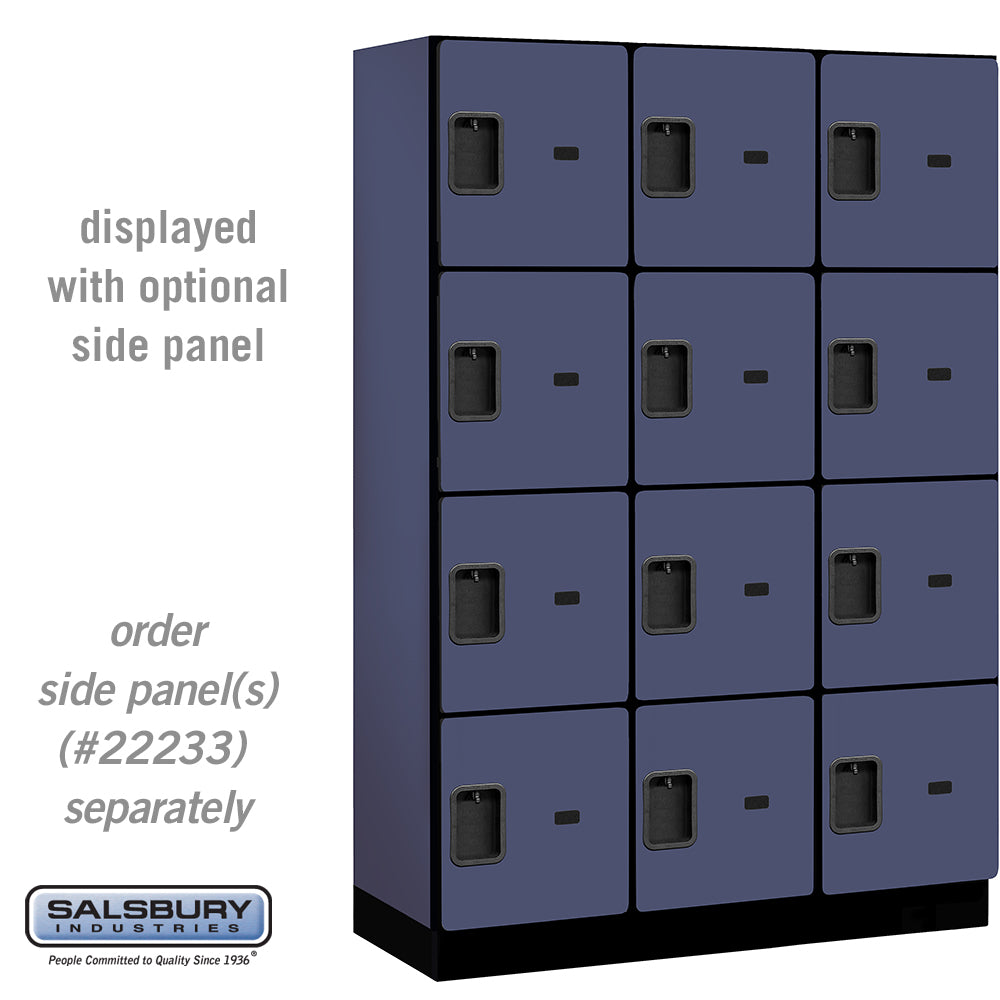 18" Wide Four Tier Designer Wood Locker - 3 Wide - 6 Feet High - 18 Inches Deep - Blue