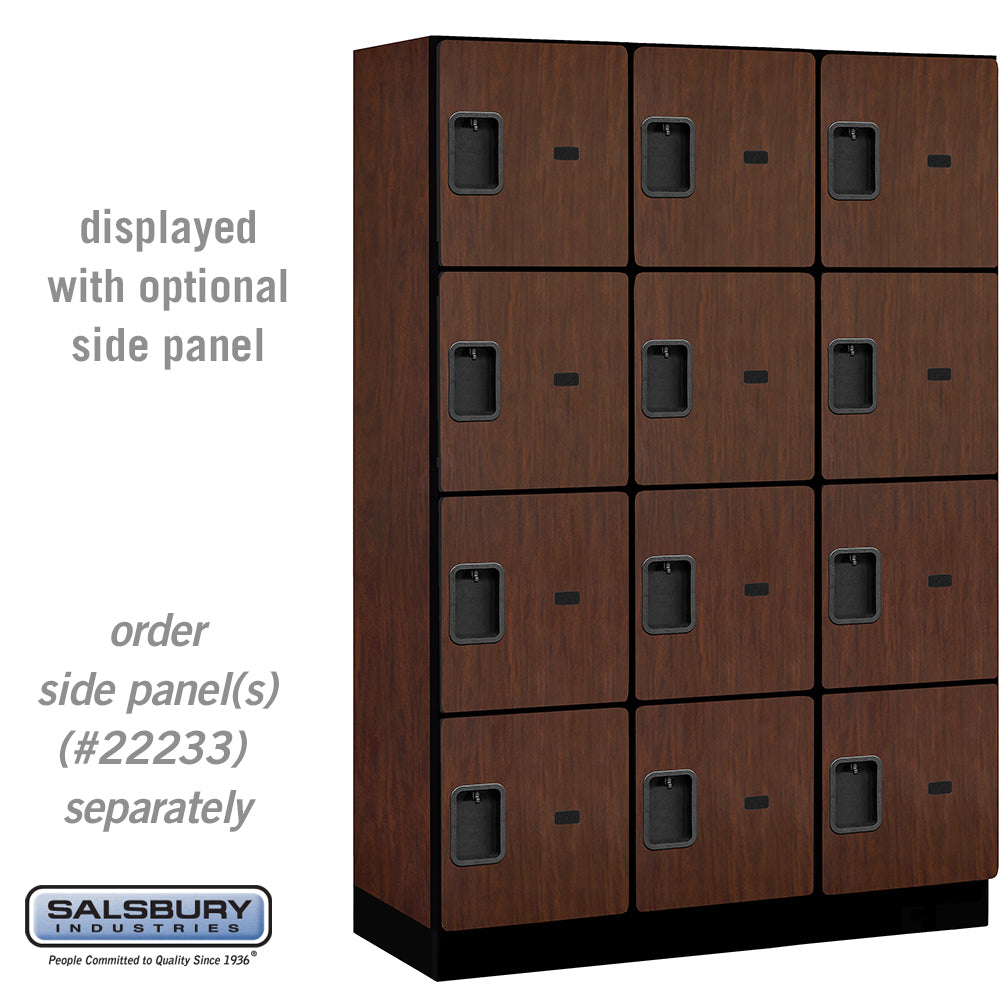 18" Wide Four Tier Designer Wood Locker - 3 Wide - 6 Feet High - 18 Inches Deep - Mahogany