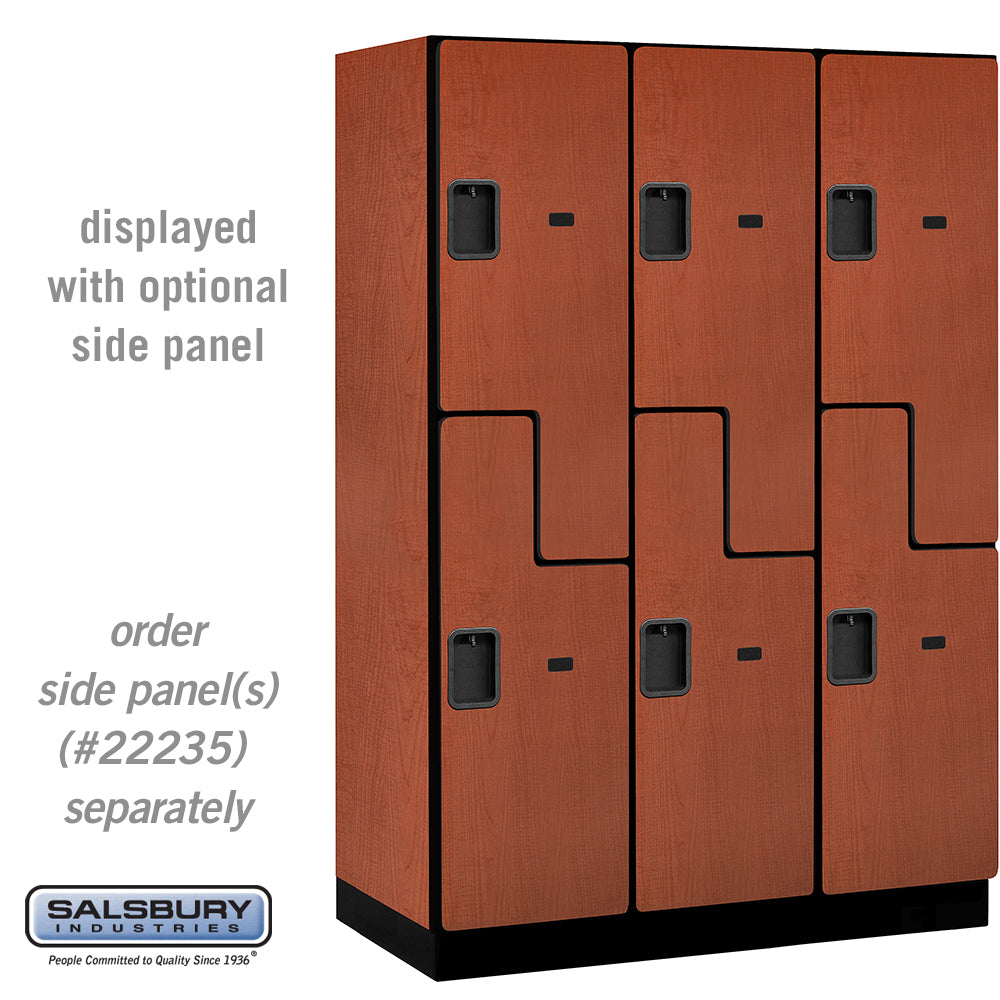 18" Wide Double Tier 'S' Style Designer Wood Locker - 3 Wide - 6 Feet High - 21 Inches Deep - Cherry