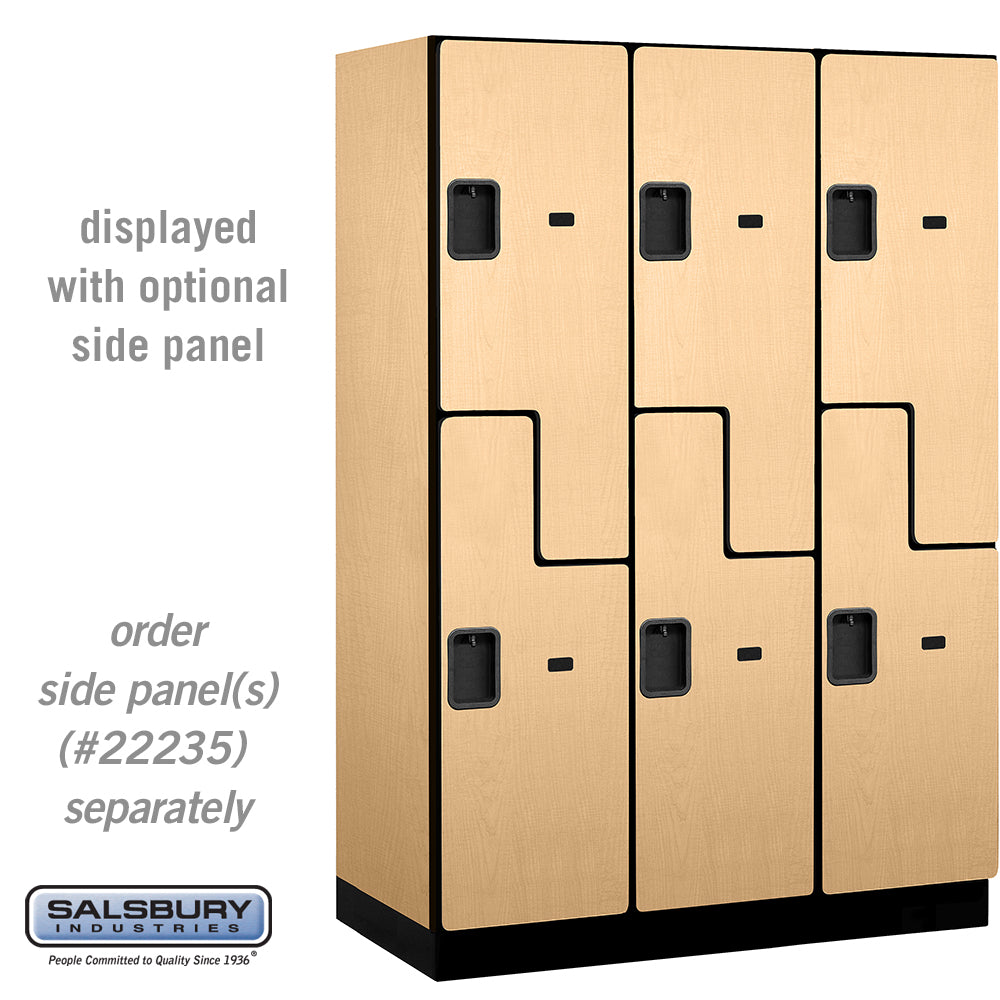 18" Wide Double Tier 'S' Style Designer Wood Locker - 3 Wide - 6 Feet High - 21 Inches Deep - Maple