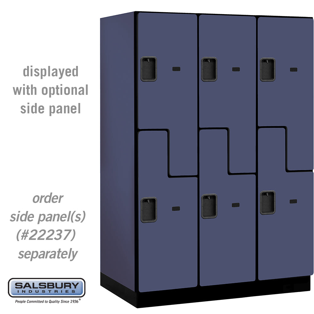 18" Wide Double Tier 'S' Style Designer Wood Locker - 3 Wide - 6 Feet High - 24 Inches Deep - Blue