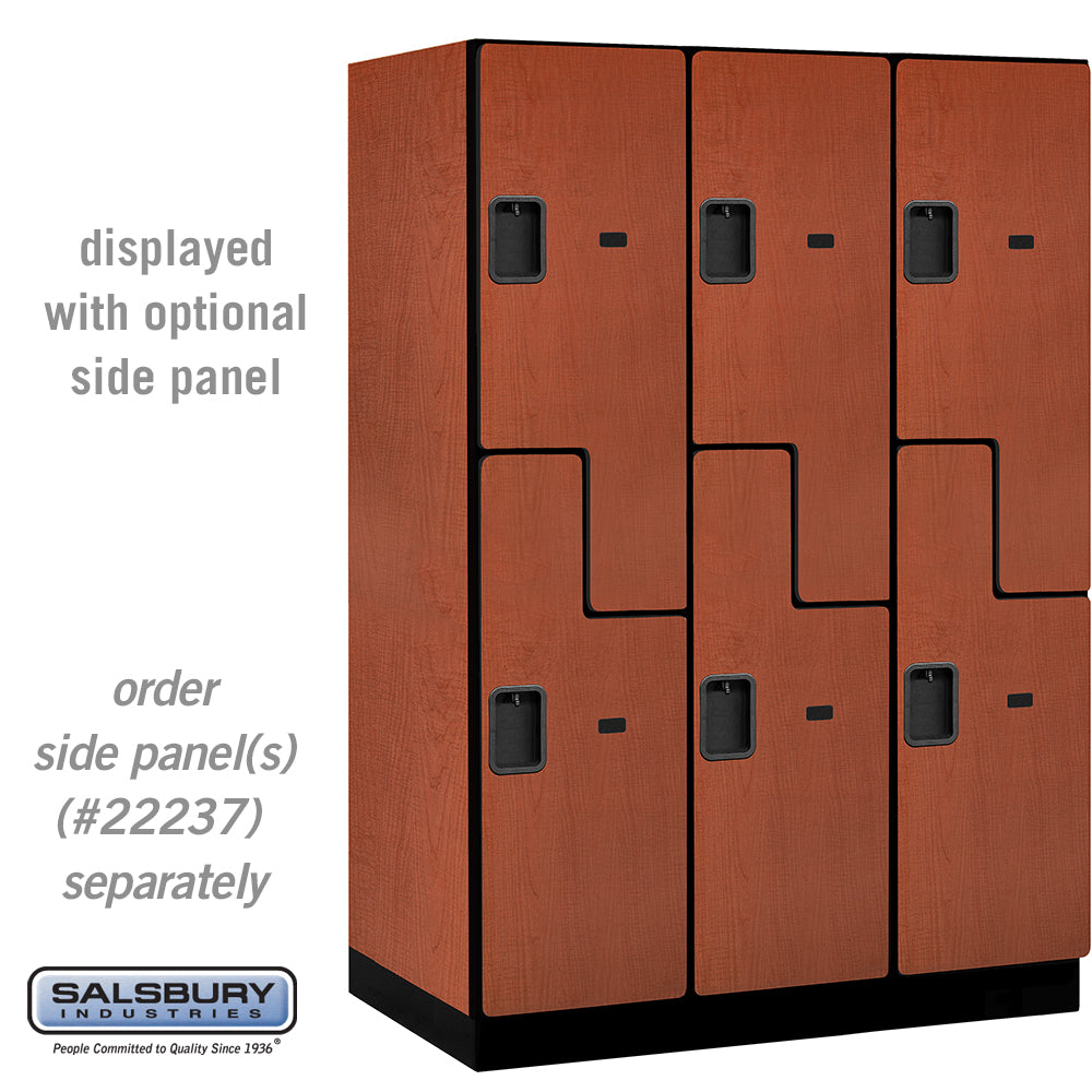 18" Wide Double Tier 'S' Style Designer Wood Locker - 3 Wide - 6 Feet High - 24 Inches Deep - Cherry