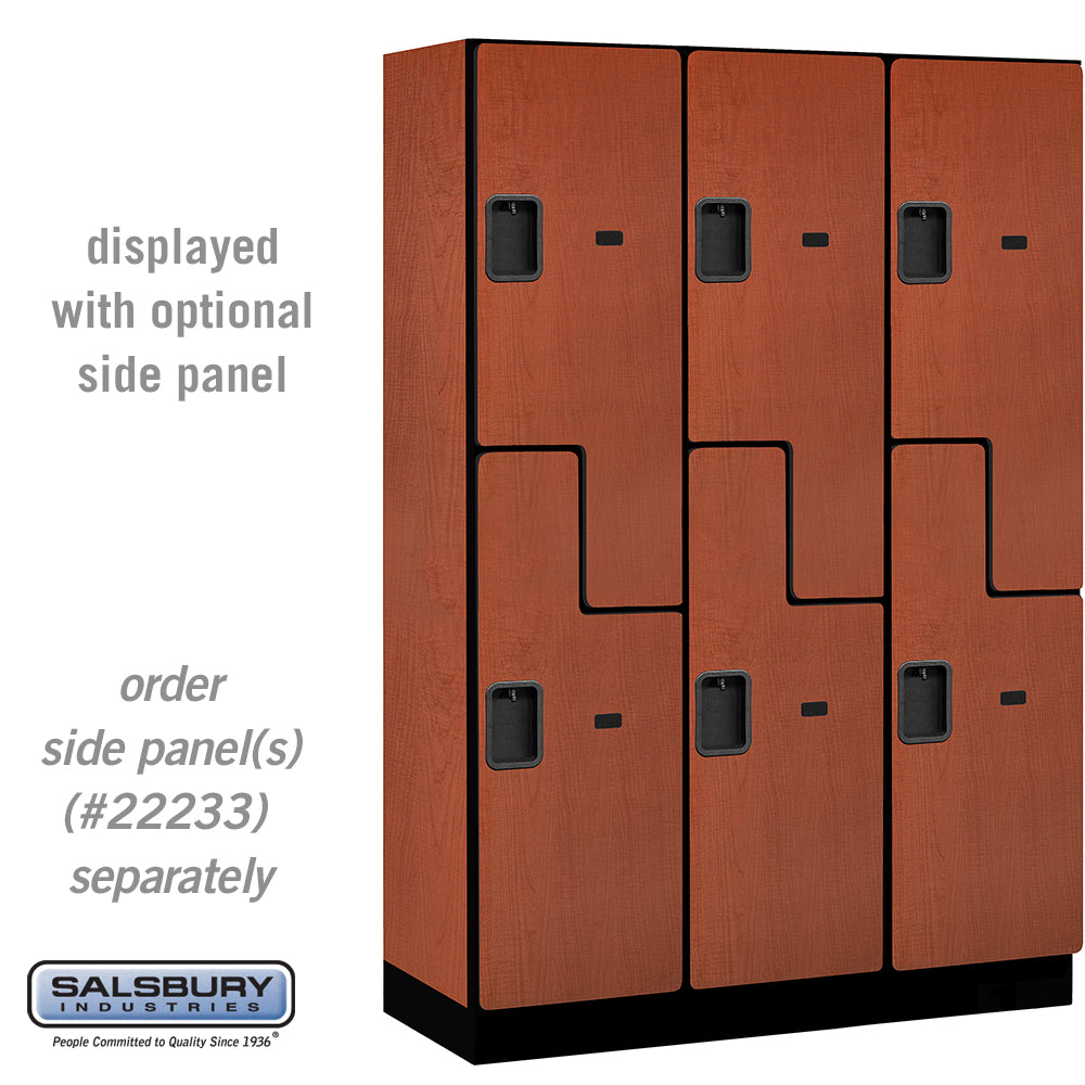 18" Wide Double Tier 'S' Style Designer Wood Locker - 3 Wide - 6 Feet High - 18 Inches Deep - Cherry