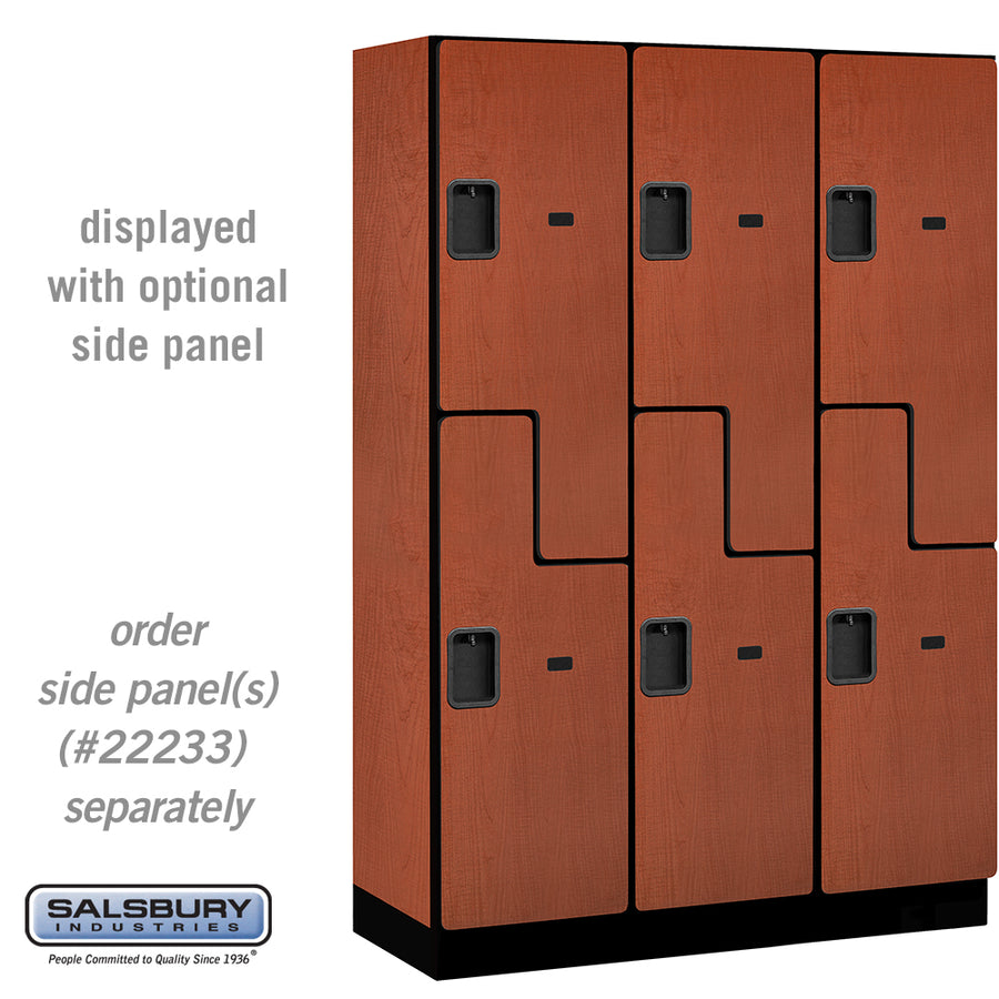 18" Wide Double Tier 'S' Style Designer Wood Locker - 3 Wide - 6 Feet High - 18 Inches Deep - Cherry