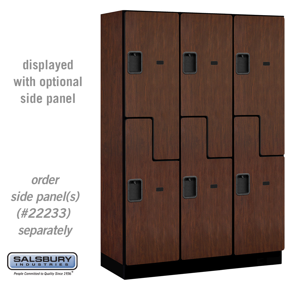 18" Wide Double Tier 'S' Style Designer Wood Locker - 3 Wide - 6 Feet High - 18 Inches Deep - Mahogany