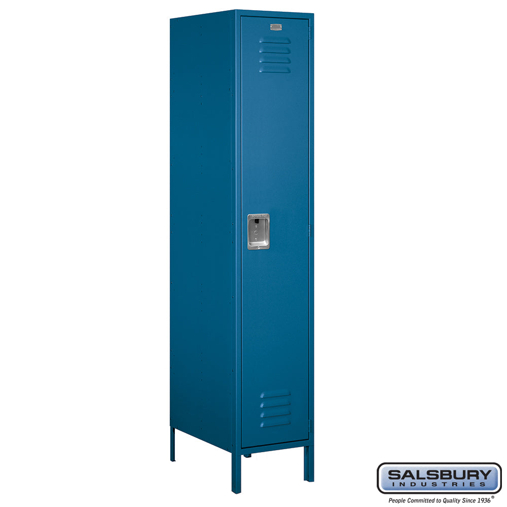 18" Wide Single Tier Standard Metal Locker - 1 Wide - 6 Feet High - 21 Inches Deep - Blue - Assembled