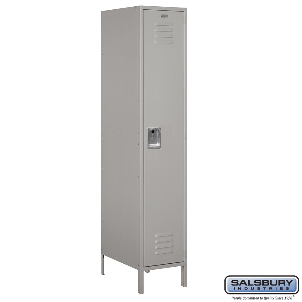 18" Wide Single Tier Standard Metal Locker - 1 Wide - 6 Feet High - 21 Inches Deep - Gray - Assembled