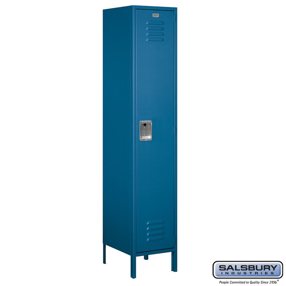 18" Wide Single Tier Standard Metal Locker - 1 Wide - 6 Feet High - 18 Inches Deep - Blue - Assembled