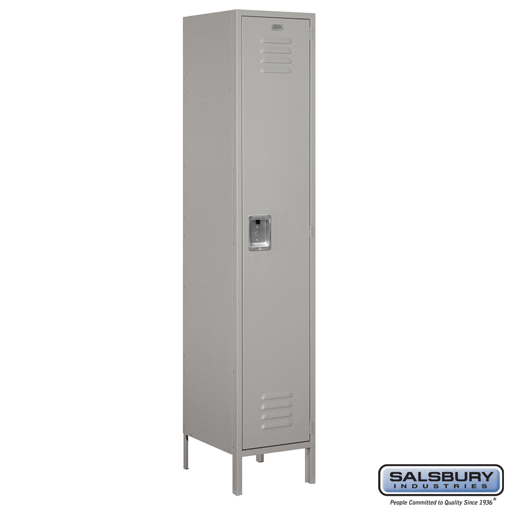 18" Wide Single Tier Standard Metal Locker - 1 Wide - 6 Feet High - 18 Inches Deep - Gray - Assembled