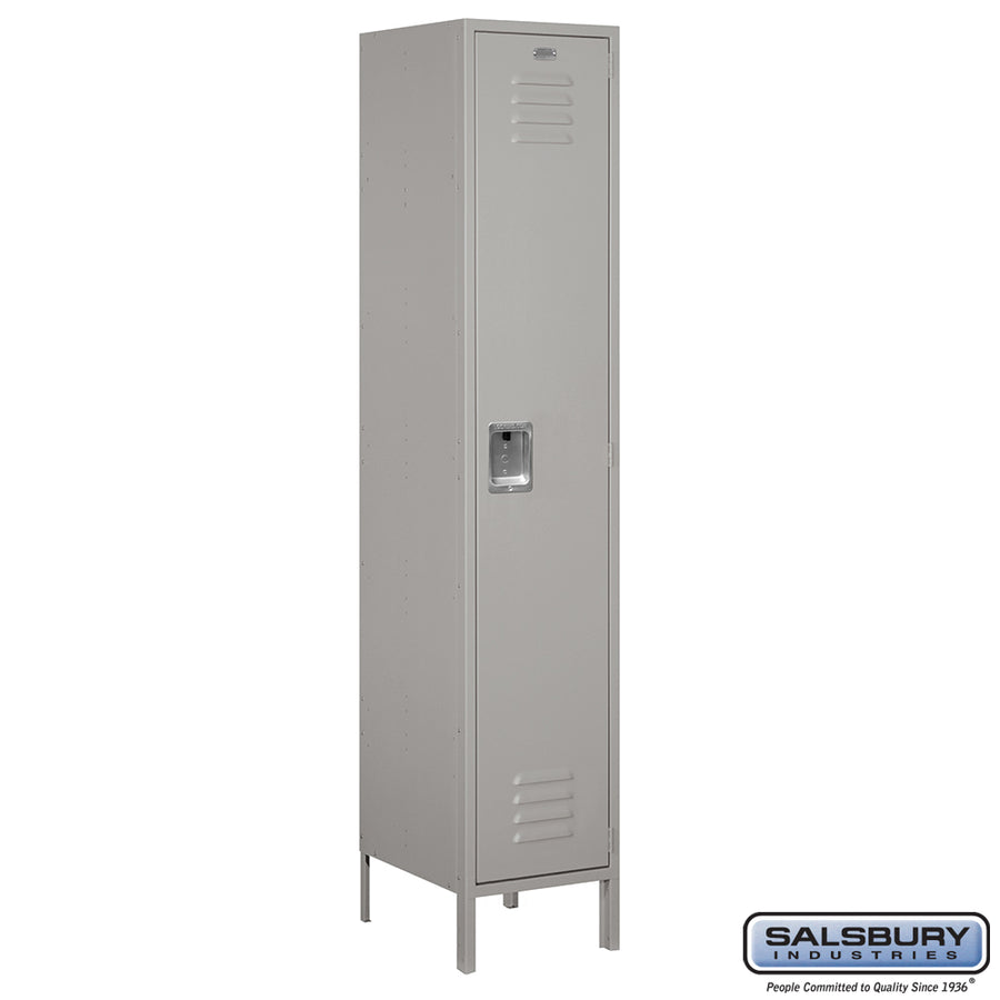 18" Wide Single Tier Standard Metal Locker - 1 Wide - 6 Feet High - 18 Inches Deep - Gray - Assembled