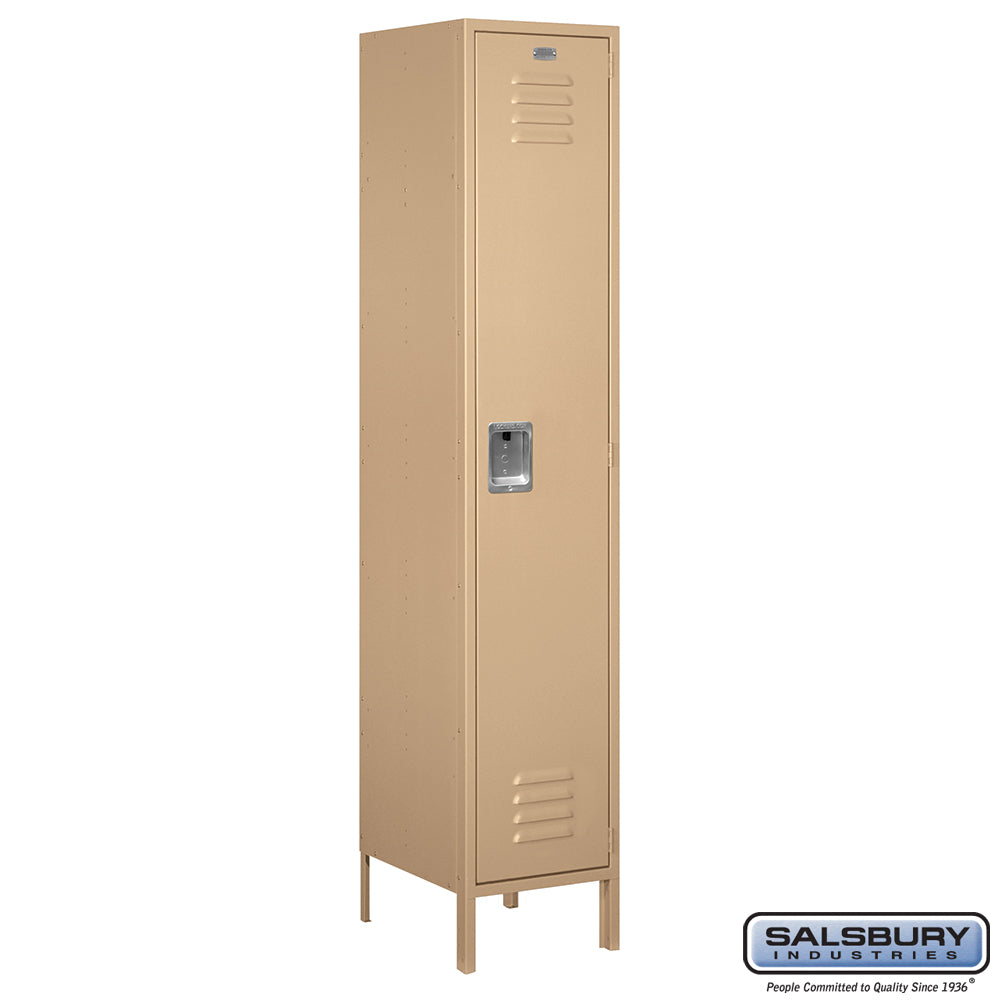 18" Wide Single Tier Standard Metal Locker - 1 Wide - 6 Feet High - 18 Inches Deep - Tan - Assembled