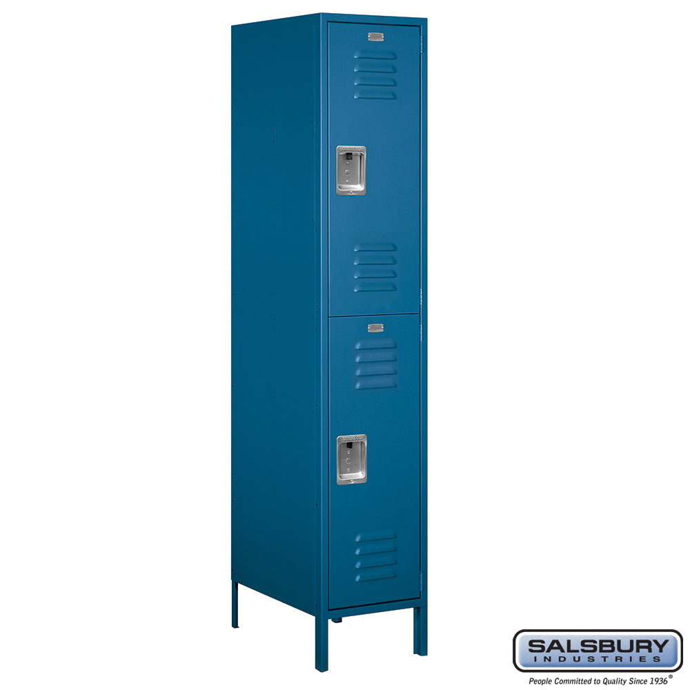 18" Wide Double Tier Standard Metal Locker - 1 Wide - 6 Feet High - 21 Inches Deep - Blue - Assembled