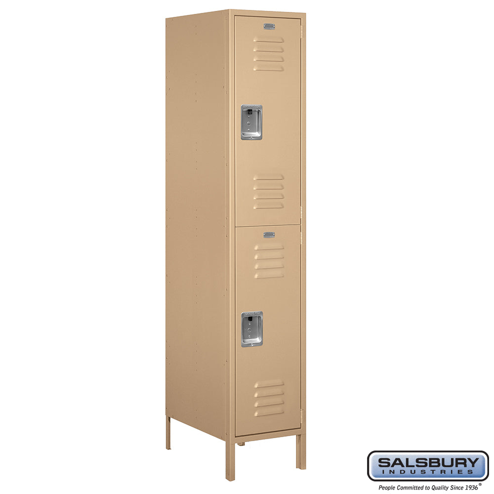 18" Wide Double Tier Standard Metal Locker - 1 Wide - 6 Feet High - 21 Inches Deep - Tan - Assembled