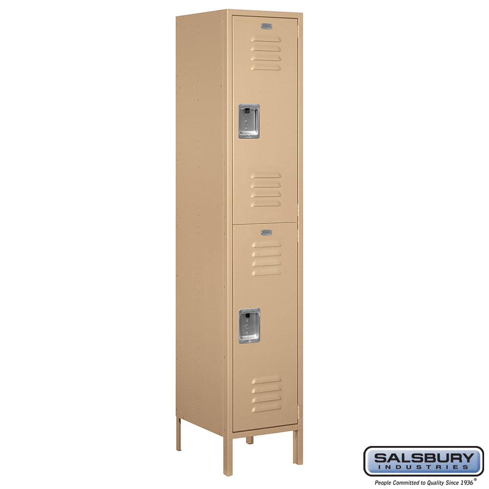 18" Wide Double Tier Standard Metal Locker - 1 Wide - 6 Feet High - 18 Inches Deep - Tan - Assembled