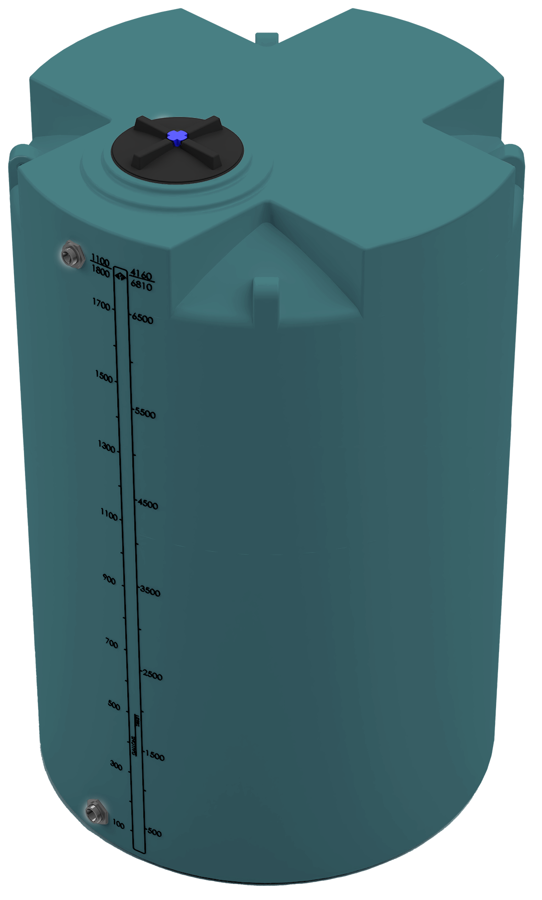 1800 GAL PROCHEM® PLUS POTABLE WATER TANK - LPE 1.0 FDA - GREEN  - DIA 72" x HGT 113" - LID 16" - BH FITTING T 1.5” / B 2” 