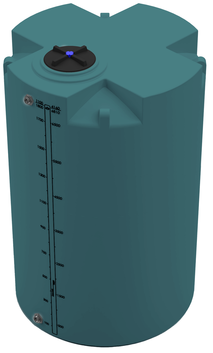 1800 GAL PROCHEM® PLUS POTABLE WATER TANK - LPE 1.0 FDA - GREEN  - DIA 72" x HGT 113" - LID 16" - BH FITTING T 1.5” / B 2” 