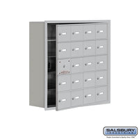 Thumbnail for Recessed Mounted Cell Phone Locker with 20 A Doors (19 usable) in Aluminum - Keyed Locks