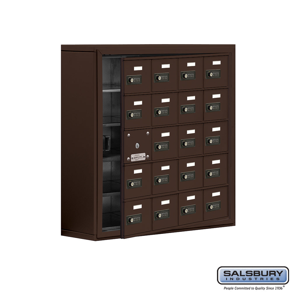 Surface Mounted Cell Phone Locker with 20 A Doors (19 usable) in Bronze - Resettable Combination Locks