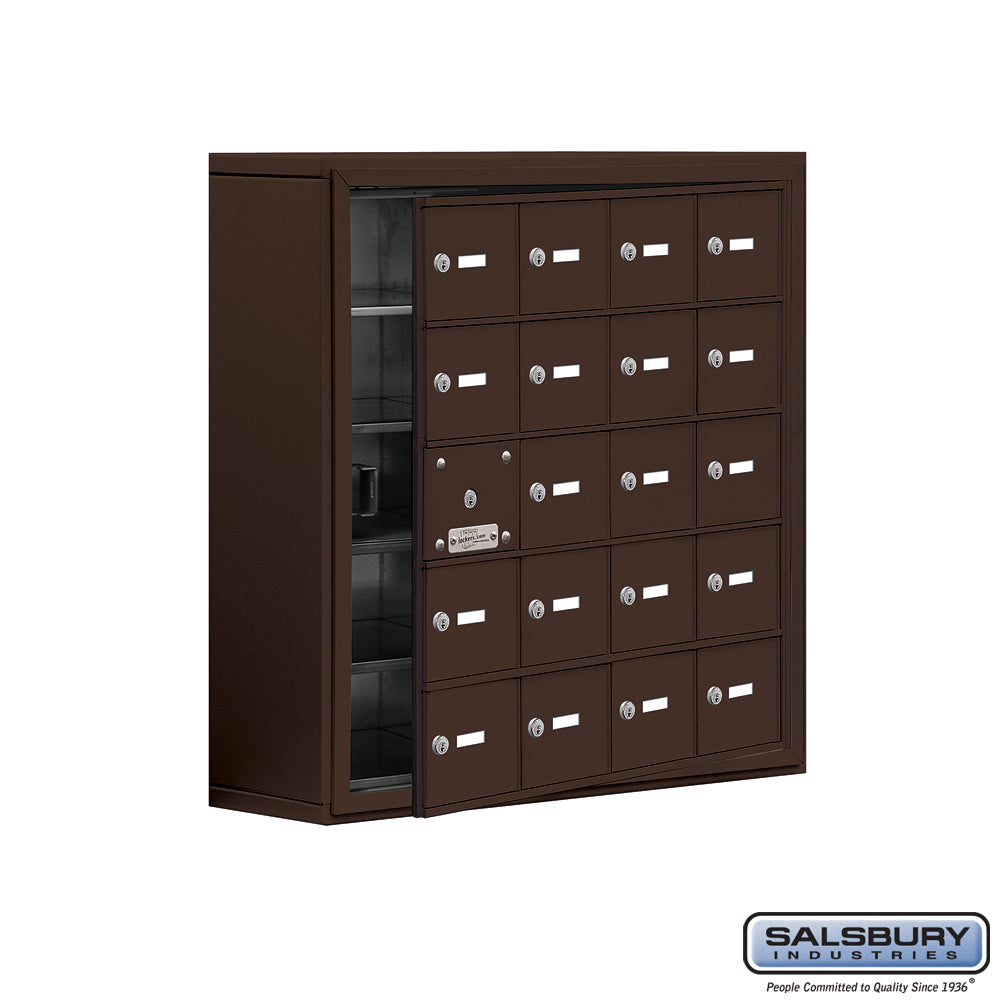 Surface Mounted Cell Phone Locker with 20 A Doors (19 usable) in Bronze - Keyed Locks