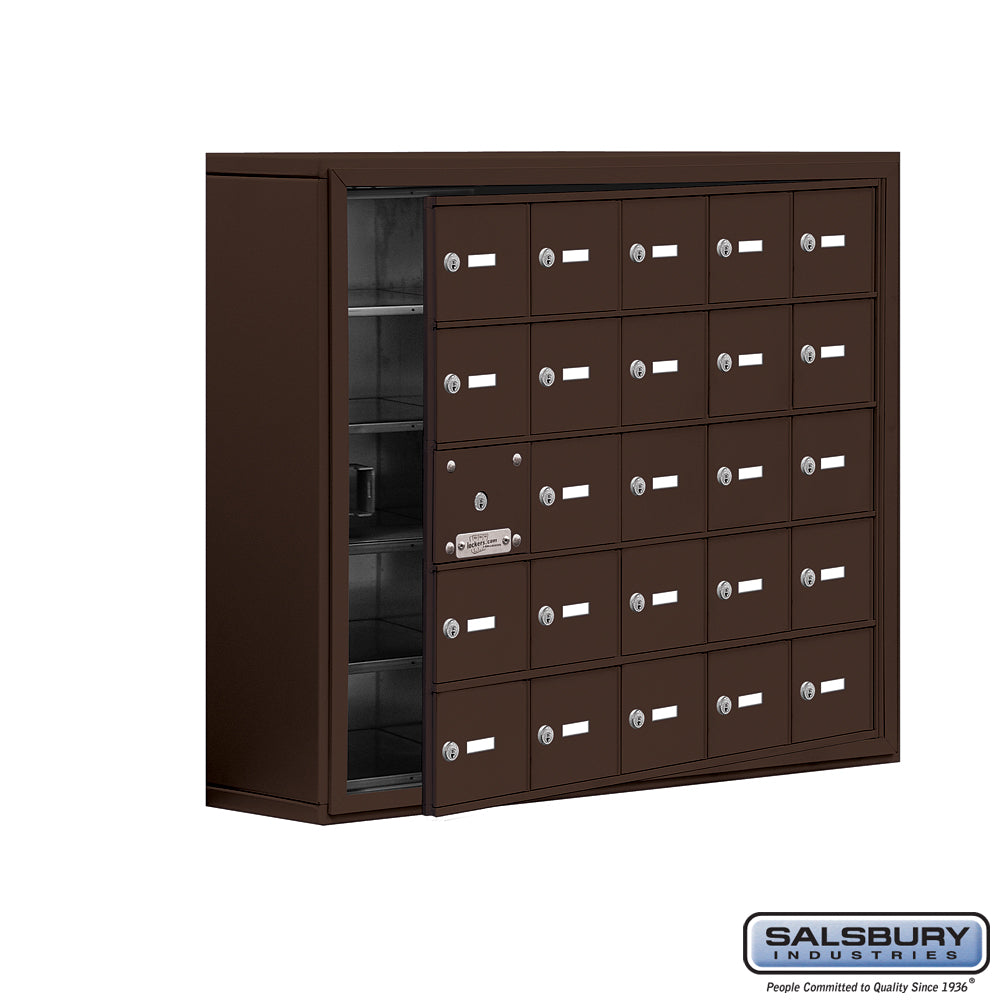 Surface Mounted Cell Phone Locker with 25 A Doors (24 usable) in Bronze - Keyed Locks