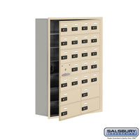 Thumbnail for Recessed Mounted Cell Phone Locker with 20 A Doors (19 usable) 4 B Doors in Sandstone - Resettable Combination Locks