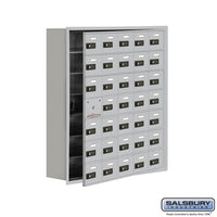 Thumbnail for Cell Phone Storage Locker - with Front Access Panel - 7 Door High Unit (8 Inch Deep Compartments) - 35 A Doors (34 usable) - Aluminum - Recessed Mounted - Resettable Combination Locks