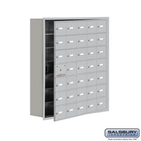 Thumbnail for Recessed Mounted Cell Phone Locker with 35 A Doors (34 usable) in Aluminum - Keyed Locks